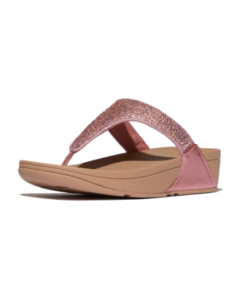 FitFlop Lulu Crystal-Mix Metallic Toe-Post Sandals Metallic Rust Rose