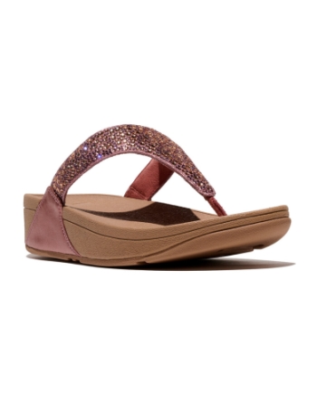 FitFlop Lulu Crystal-Mix Metallic Toe-Post Sandals Metallic Rust Rose