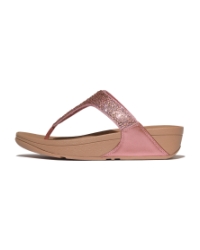 Lulu Crystal-Mix Metallic Toe-Post Sandals Metallic Rust Rose