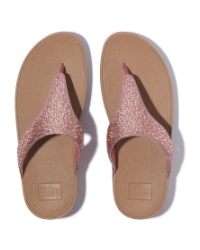 Lulu Crystal-Mix Metallic Toe-Post Sandals Metallic Rust Rose