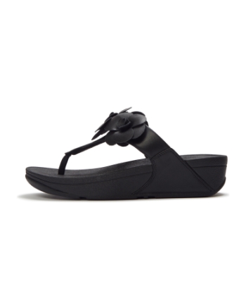 FitFlop Lulu Flower Toe-Post Sandals Black