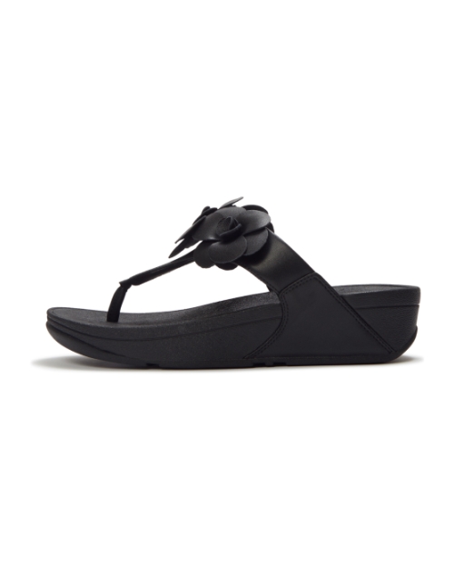 Lulu Flower Toe-Post Sandals Black