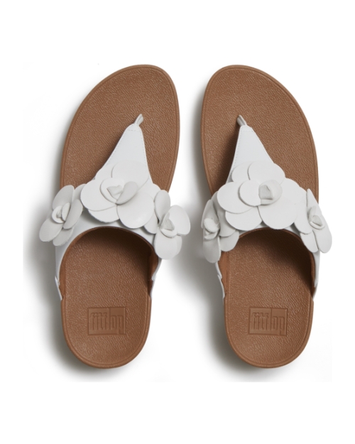 Lulu Flower Toe-Post Sandals Urban White