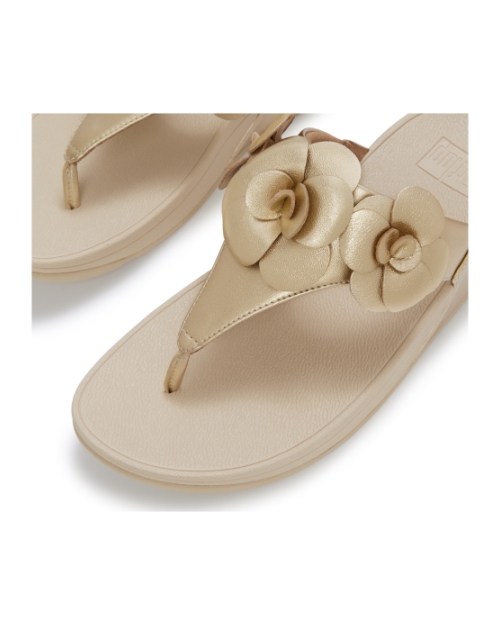Lulu Flower Toe-Post Sandals Platino