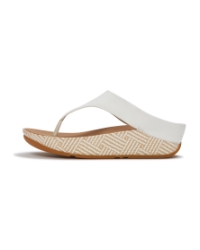 Lulu Lux Graphic-Weave Leather Toe-Post Sandals Urban White