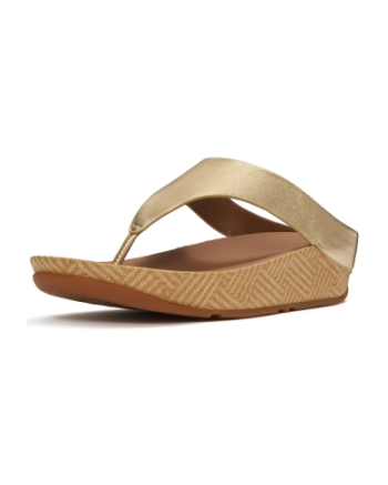 FitFlop Lulu Lux Graphic-Weave Leather Toe-Post Sandals Platino
