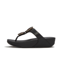 Lulu Marbled-Stone Toe-Post Sandals Black
