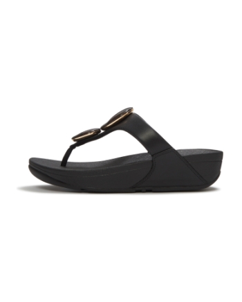 FitFlop Lulu Marbled-Stone Toe-Post Sandals Black