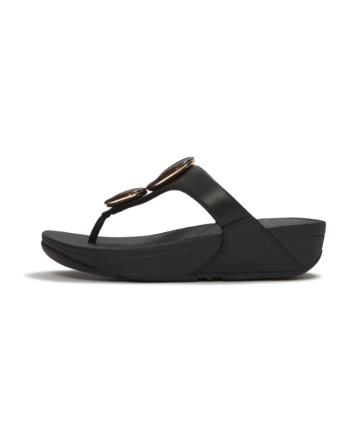 Lulu Marbled-Stone Toe-Post Sandals Black