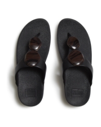 Lulu Marbled-Stone Toe-Post Sandals Black