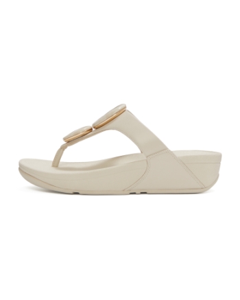FitFlop Lulu Marbled-Stone Toe-Post Sandals Paris Beige