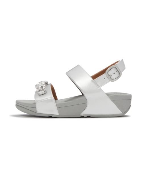 Lulu Ultra-Jewel Metallic Back-Strap Sandals Silver