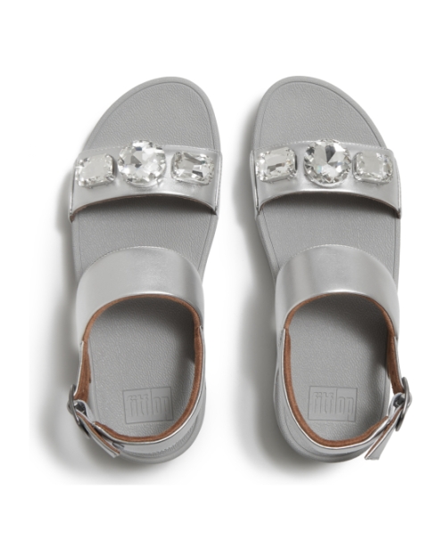 Lulu Ultra-Jewel Metallic Back-Strap Sandals Silver