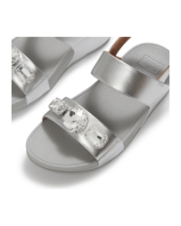 Lulu Ultra-Jewel Metallic Back-Strap Sandals Silver