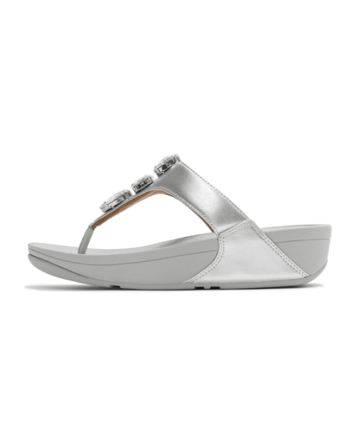 Lulu Ultra-Jewel Metallic Toe-Post Sandals Silver