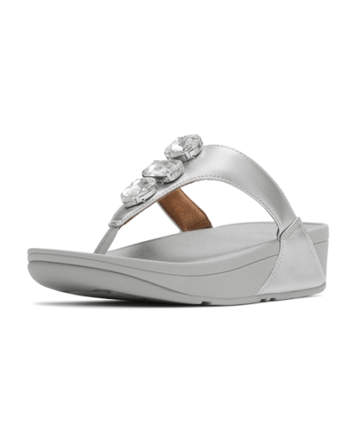 Lulu Ultra-Jewel Metallic Toe-Post Sandals Silver