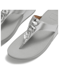 Lulu Ultra-Jewel Metallic Toe-Post Sandals Silver