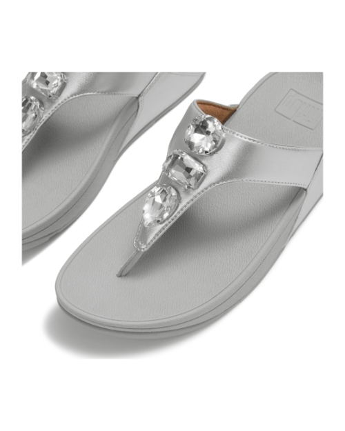 Lulu Ultra-Jewel Metallic Toe-Post Sandals Silver