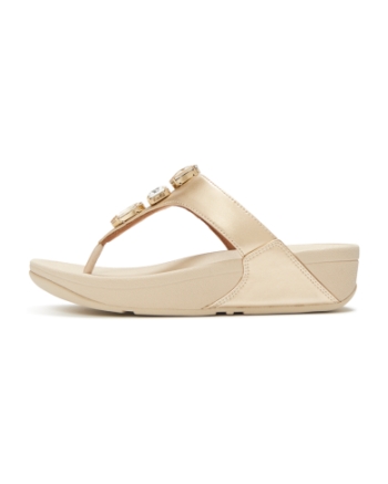 FitFlop Lulu Ultra-Jewel Metallic Toe-Post Sandals Platino