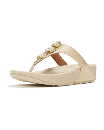 FitFlop Lulu Ultra-Jewel Metallic Toe-Post Sandals Platino