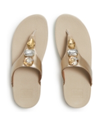 Lulu Ultra-Jewel Metallic Toe-Post Sandals Platino