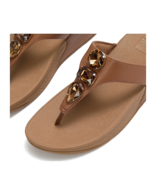 Lulu Ultra-Jewel Toe-Post Sandals Deep Tan