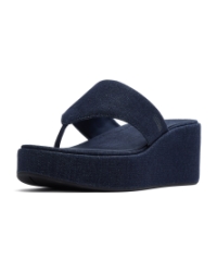 Platfforms Denim Wedge Toe-Post Sandals Dark Denim