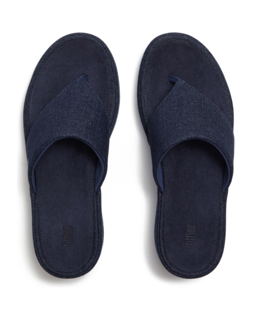 Platfforms Denim Wedge Toe-Post Sandals Dark Denim