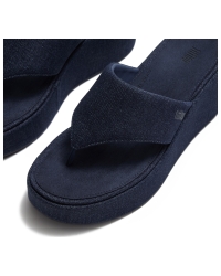 Platfforms Denim Wedge Toe-Post Sandals Dark Denim