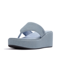 Platfforms Denim Wedge Toe-Post Sandals Light Denim
