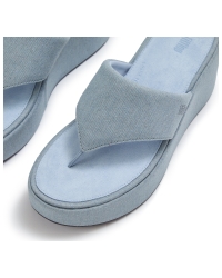 Platfforms Denim Wedge Toe-Post Sandals Light Denim