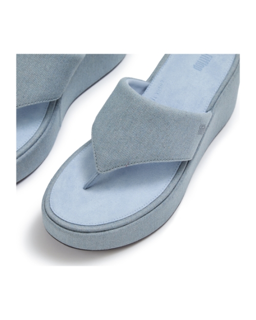 Platfforms Denim Wedge Toe-Post Sandals Light Denim