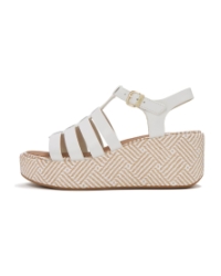 Platfforms Graphic-Weave Leather Fisherman Sandals Urban White