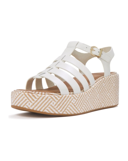 Platfforms Graphic-Weave Leather Fisherman Sandals Urban White