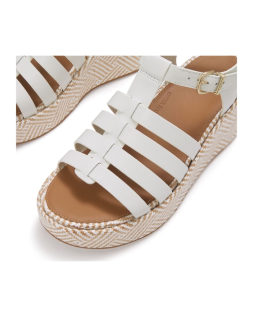 Platfforms Graphic-Weave Leather Fisherman Sandals Urban White