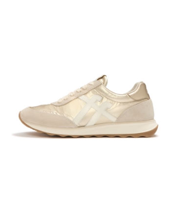 FitFlop Retro-Q FF Metallic-Fabric/Suede Sneakers Platino