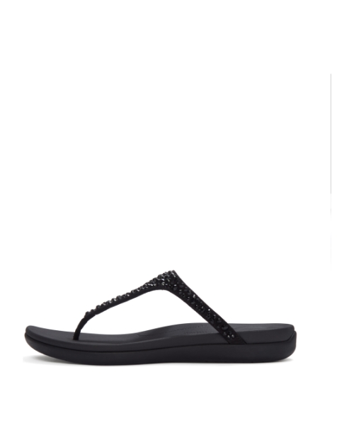 Solay Mixed-Crystal Toe-Post Sandals Black