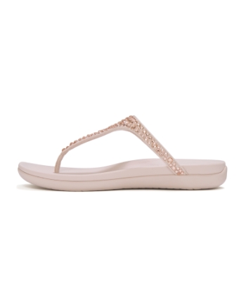 FitFlop Solay Mixed-Crystal Toe-Post Sandals Nude Rose