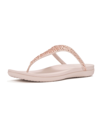 FitFlop Solay Mixed-Crystal Toe-Post Sandals Nude Rose