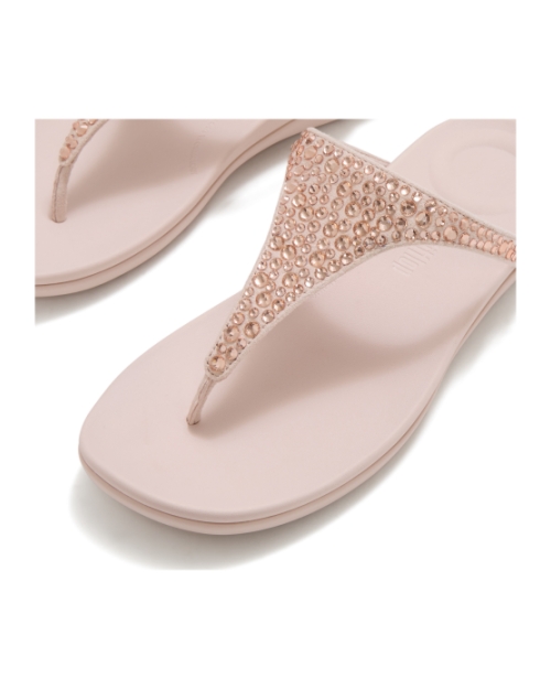 Solay Mixed-Crystal Toe-Post Sandals Nude Rose