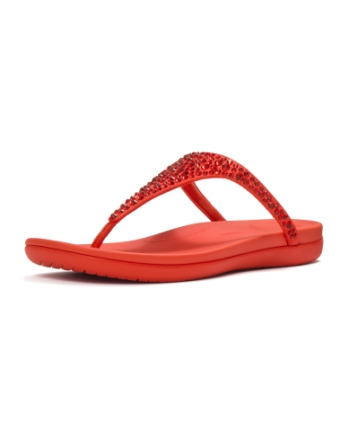 FitFlop Solay Mixed-Crystal Toe-Post Sandals Cherry Tomato