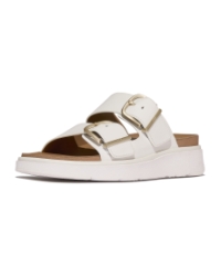 Gen-FF Buckle Two-Bar Leather Slides Urban White