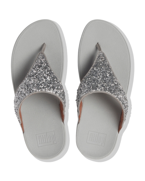 Lulu Shimmerfoil Toe-Thongs Silver
