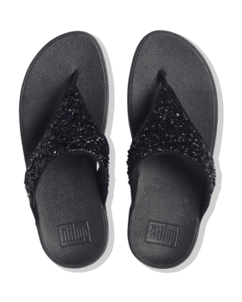 FitFlop Lulu Shimmerfoil Toe-Thongs All Black
