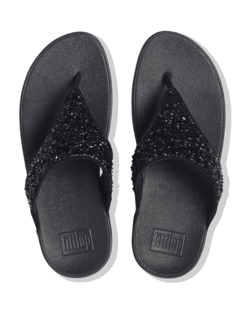 Lulu Shimmerfoil Toe-Thongs All Black
