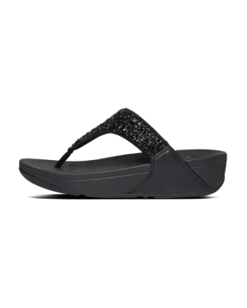 FitFlop Lulu Shimmerfoil Toe-Thongs All Black