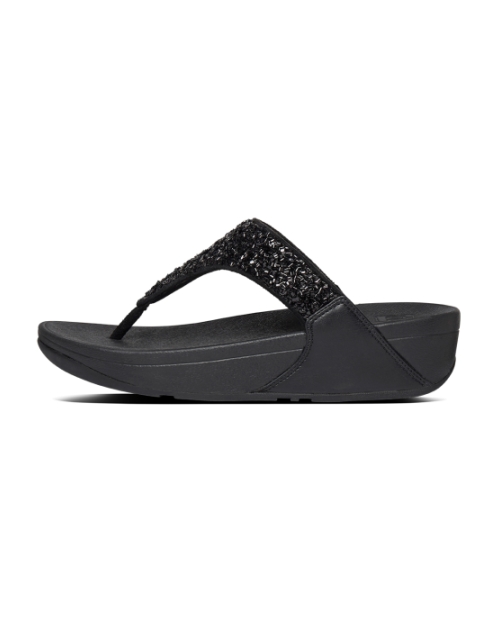 Lulu Shimmerfoil Toe-Thongs All Black