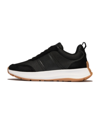 FitFlop F-Mode Flow Suede-Mix Flatform Sneakers Black