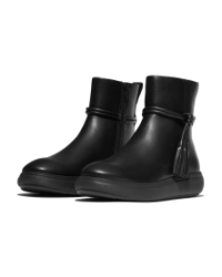 IQ-Comff Tassel Leather Short Boots All Black