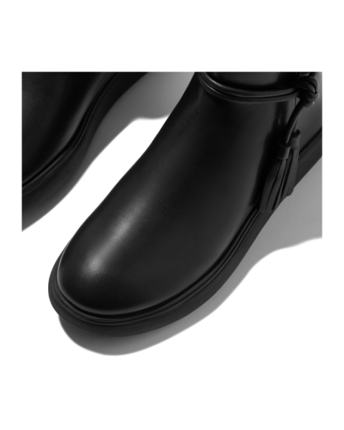 IQ-Comff Tassel Leather Short Boots All Black
